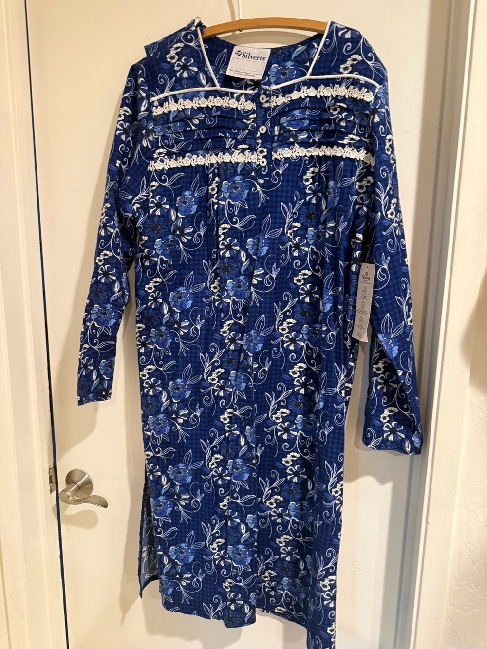 Silvert's Navy Floral Long-Sleeve Nightshirt
